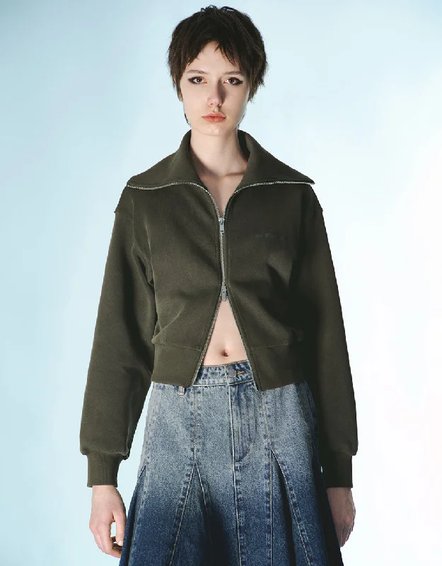 Dessert Matching Zipper Front Balloon Jacket