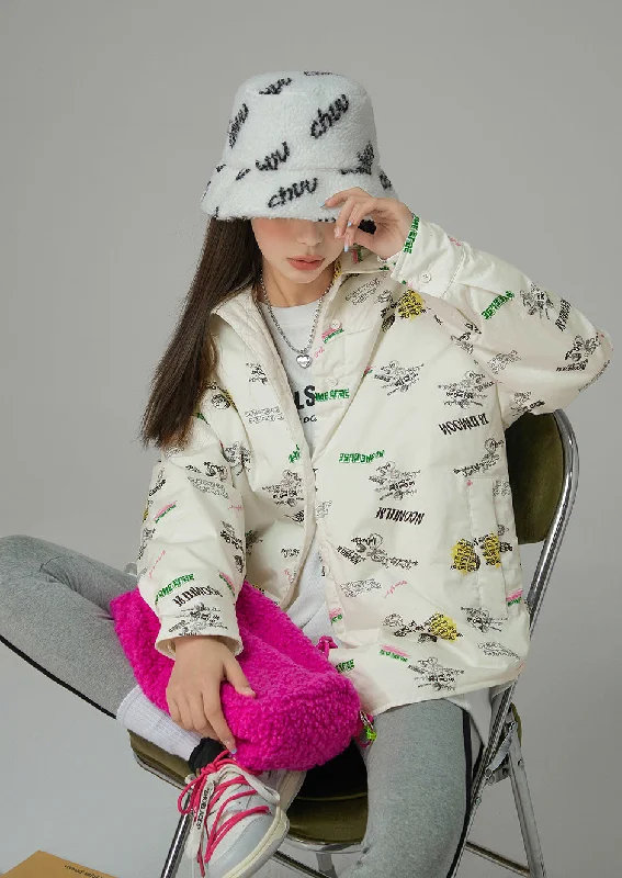British Style Stay A Mystery Graphic Shacket