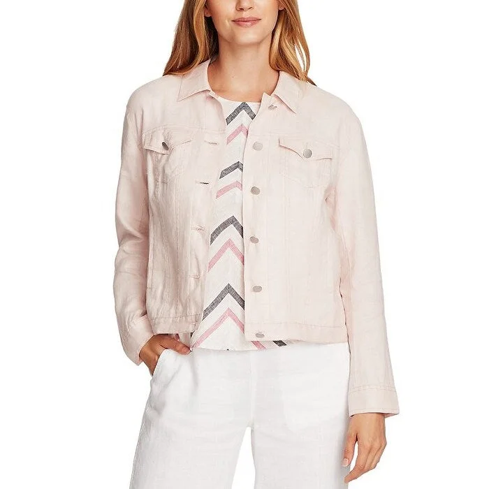Autumn Selection Vince Camuto Women's Classic Linen Trucker Jacket Pink Size M