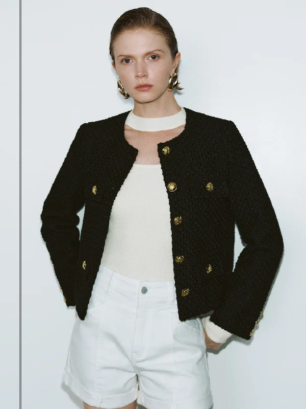 Fresh And Simple Multi-Pocket Tweed Jacket