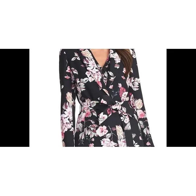 Classic Items Rachel Roy Women's Calli Floral-Print Belted Jacket Black Size X-Large