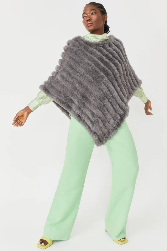 Artistic Temperament Grey Faux Fur Poncho