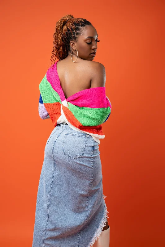 Cozy Essentials Wear Hey Girl Colorful Sweater