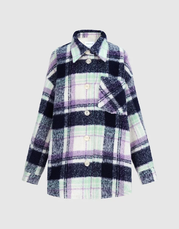 Relaxed Wear Plaid Straight Jacket
