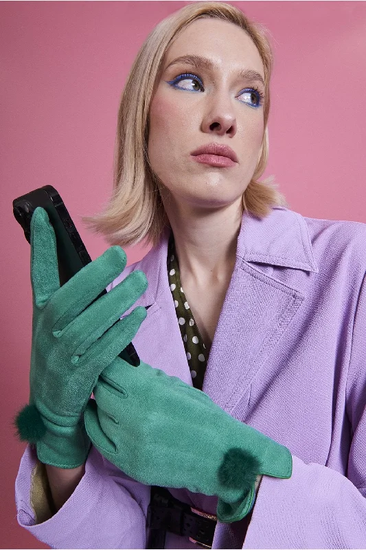 Modern City Faux Suede Pom Gloves- 4 colors