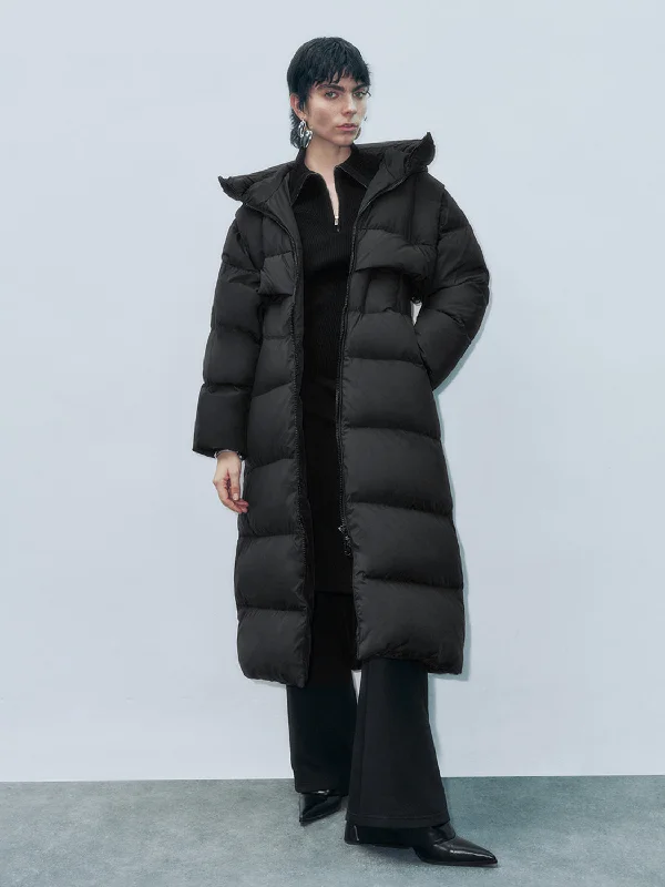 British Style Padded Longline Down Outerwear