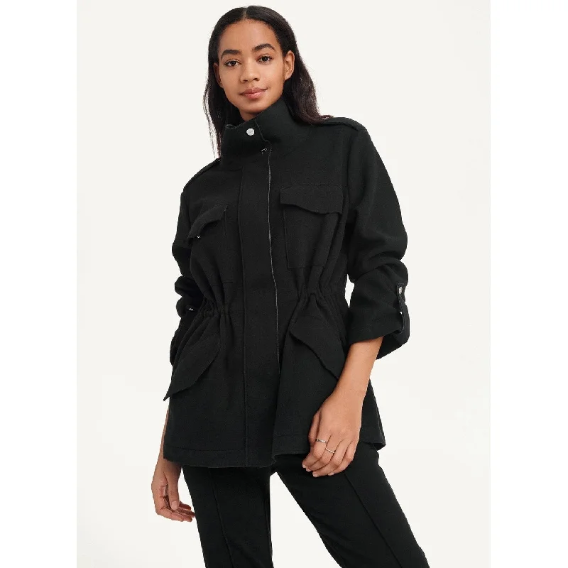 Nightclub Style Dkny Women's Felt Cargo Jacket Black Size 0