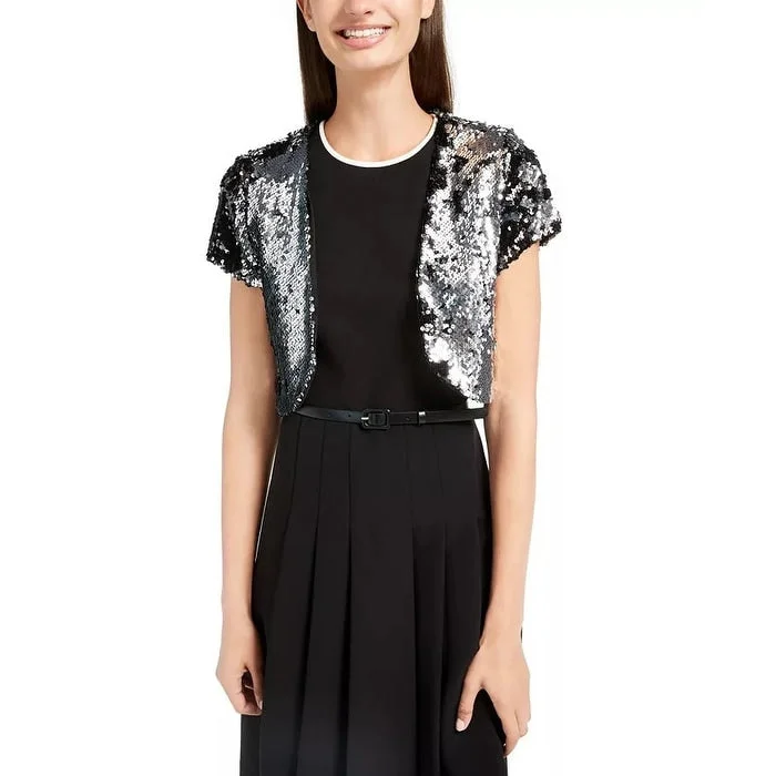 Sports Trend Bcx Juniors' Sequined Bolero Jacket Silver-Black Size Small