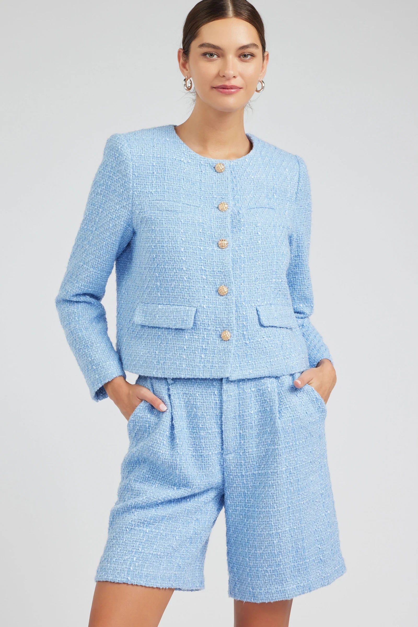 Minimalism Tweed Button Down Jacket