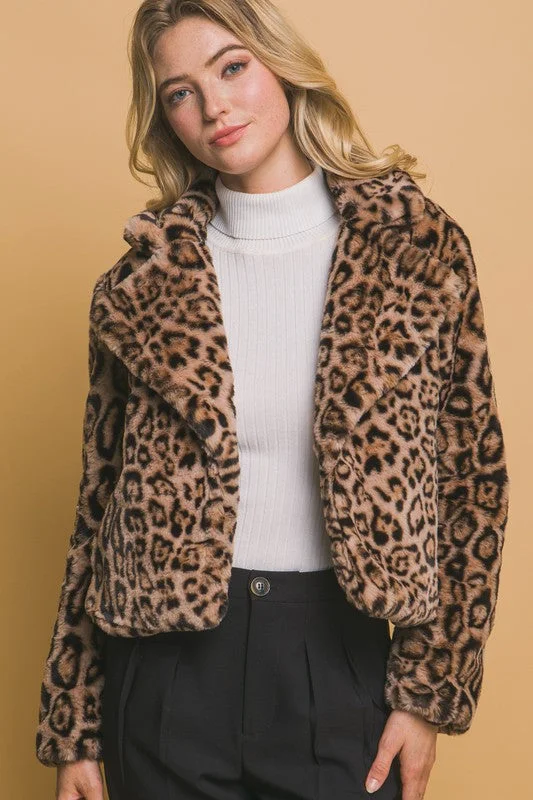 Casual Chic Leopard Fur Jacket