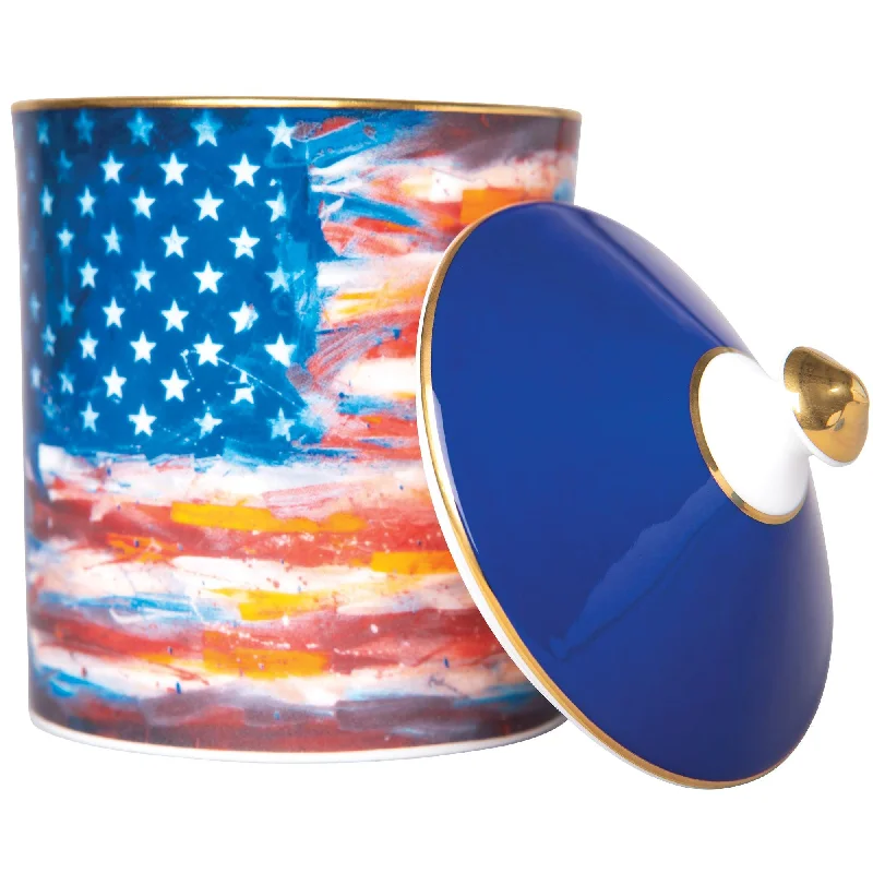 Cool Summer American Flag Woodsmoke Lidded Candle