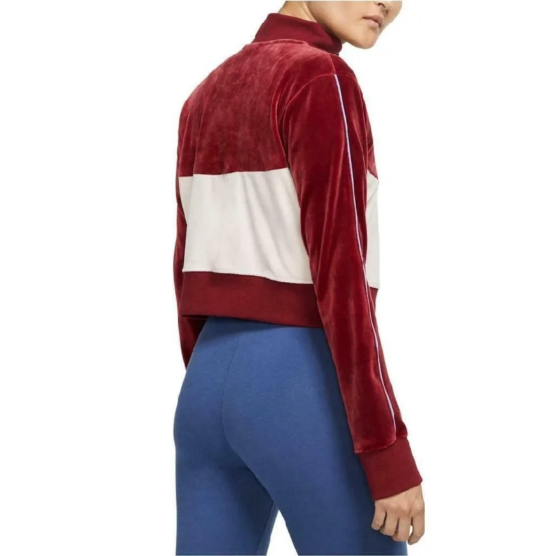 Slim Fit Nike Women's Sportswear Velour Colorblocked Jacket Red Size Large