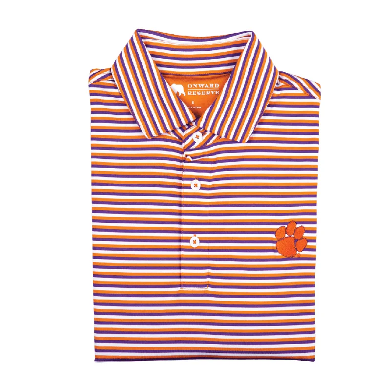 Autumn Selection Triple Stripe Clemson Paw Polo
