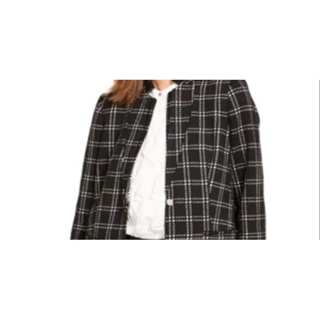Modern Tailoring Calvin Klein Women's Plaid Button Topper Jacket Gray Size 8
