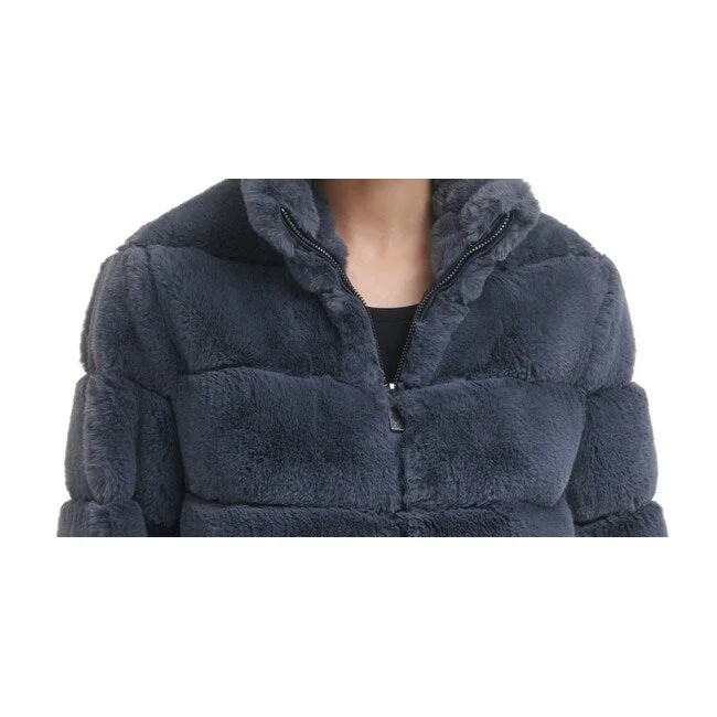 Sports Series Calvin Klein Women's Faux Zip Front Coat Blue Size Xx-Large