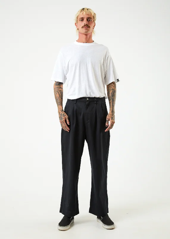 Casual Street AFENDS Mens Fat Cat - Wide Leg Suit Pants - Black