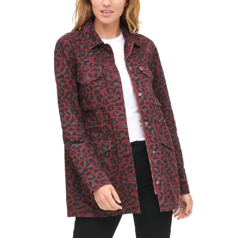 Elegant Tailoring Levi's Women's Cotton Oversize Military Jacket Red Purple Size X-Small