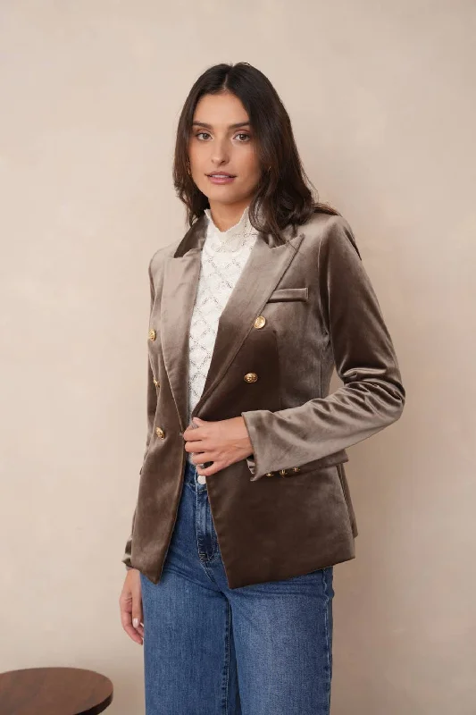 Retro Design Taupe Double Breasted Blazer