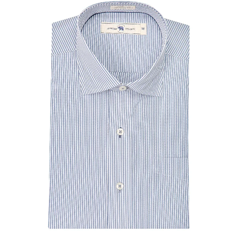 Fresh And Natural True Navy/White Stripe Tailored Fit Spread Collar Shirt