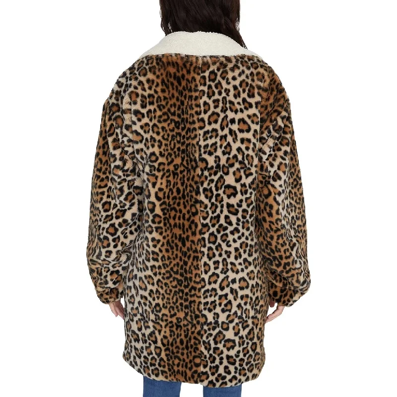 Breathable Comfort Sanctuary Women's Sierra Print Faux Coat With Fleece Lining Brown Size Large