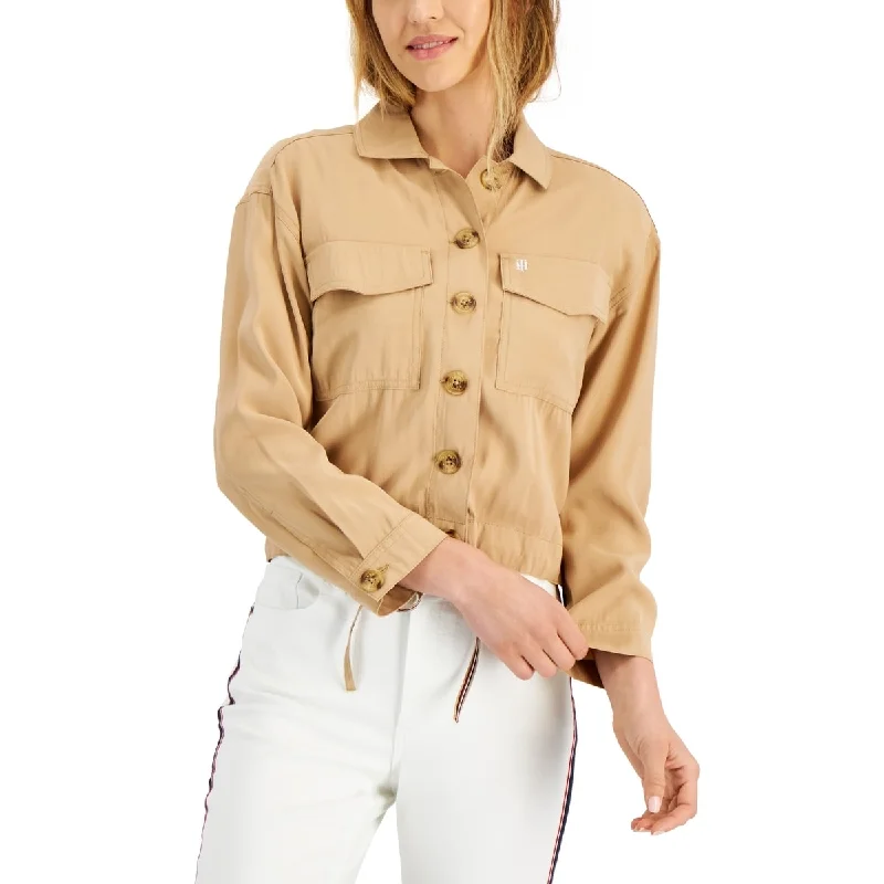 Summer Selection Tommy Hilfiger Women's Drawstring Trucker Jacket Brown Size Medium