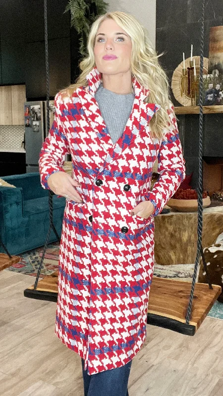 Luxury Customization Red/Blue Plaid Trench Coat