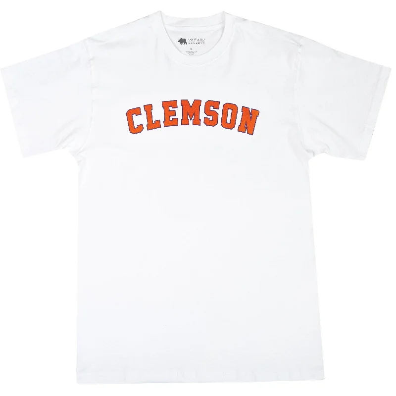 Cute Style Clemson Flocked Collegiate Short Sleeve Tee