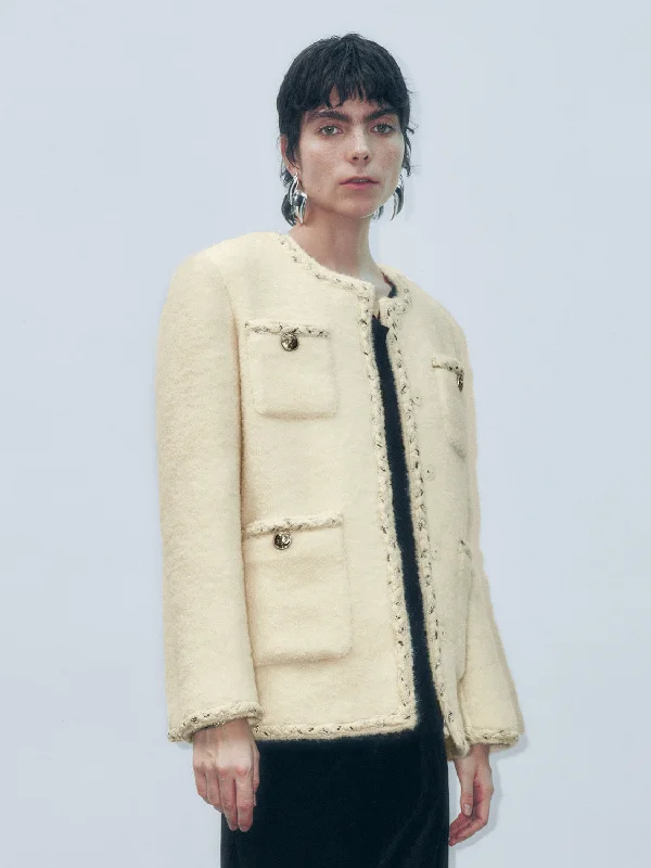 Trendy Traveler Glamor Loose Tweed Jackets