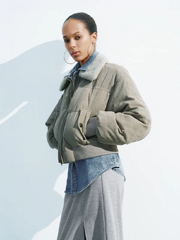Cozy Fashions Loose Padded Cropped Down Outerwear