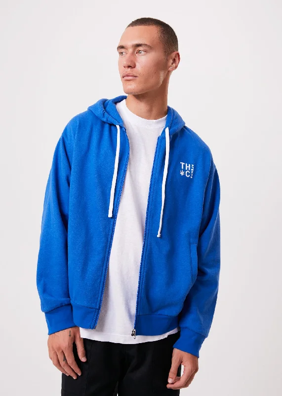 High-end Fabrics AFENDS Unisex Rolled Up - Unisex Zip Up Hoodie - Electric Blue