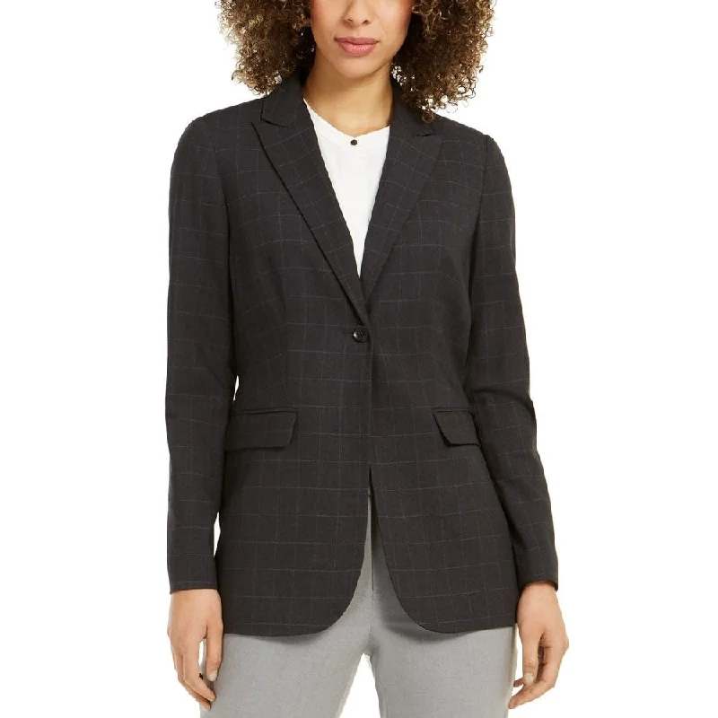 Design Trend Calvin Klein Women's Windowpane Plaid Jacket Black Size 0
