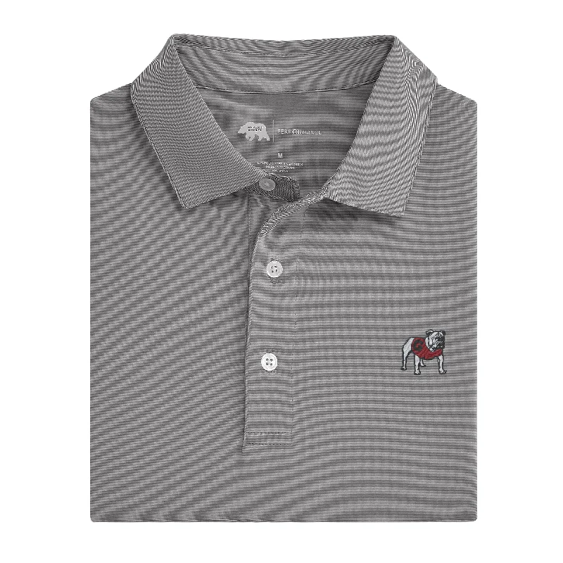 Modern Tailoring Hairline Stripe Standing Bulldog Polo