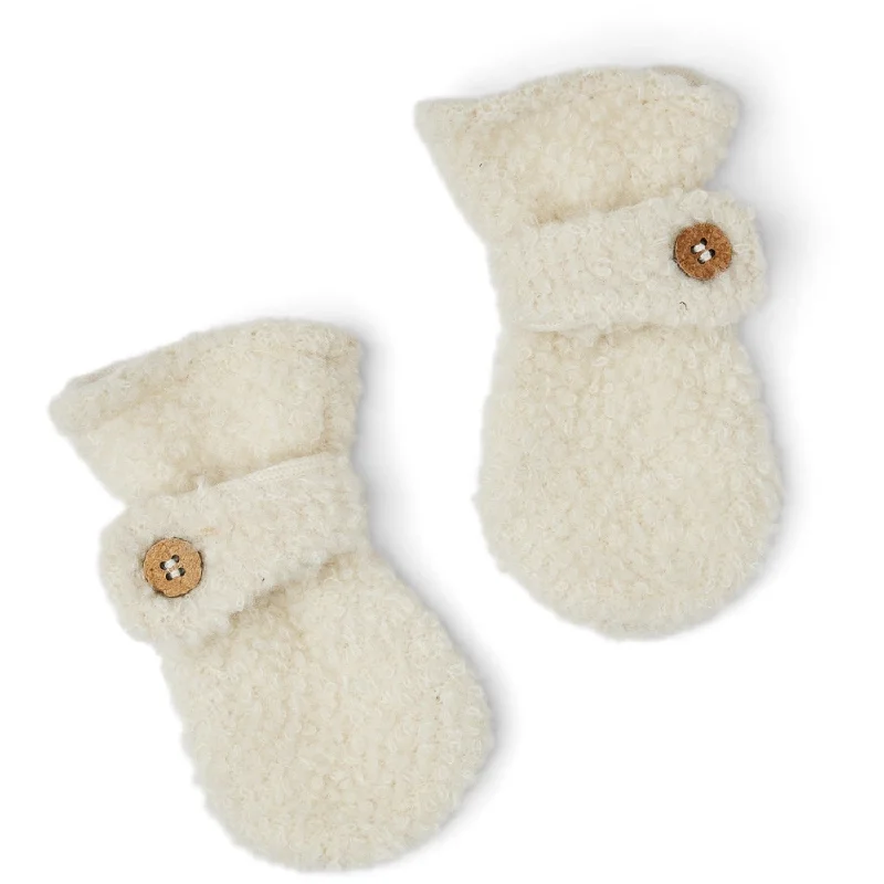 Elegant Design Smallstuff Off White Mittens Bouclé Merino Wool