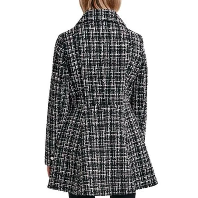 Printed Patterns Laundry By Shelli Segal Women's Single Breasted Skirted Tweed Coat Black Size Xx-Small