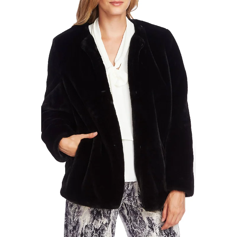 Fashion Pioneer Vince Camuto Women's Faux Collarless Jacket Black Size Xxs
