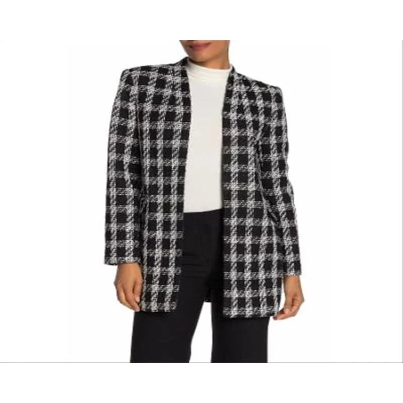 Luxe Comfort Calvin Klein Women's Open Tweed Jacket Black-White Size 2