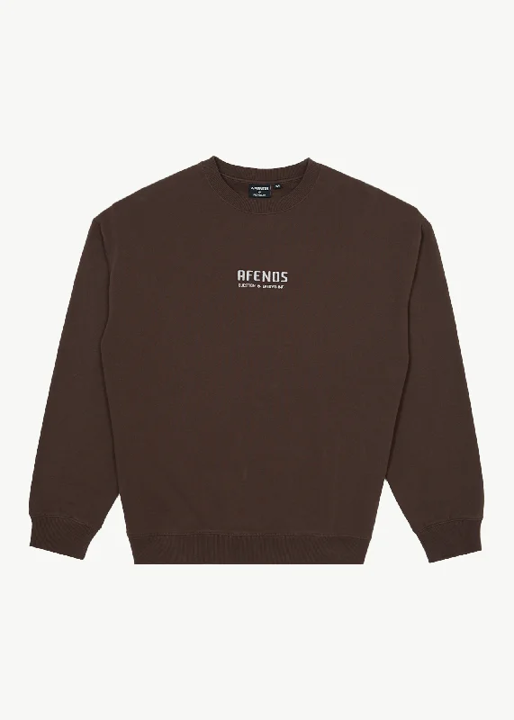 Luxury Temperament AFENDS Mens Questions - Crew Neck - Coffee