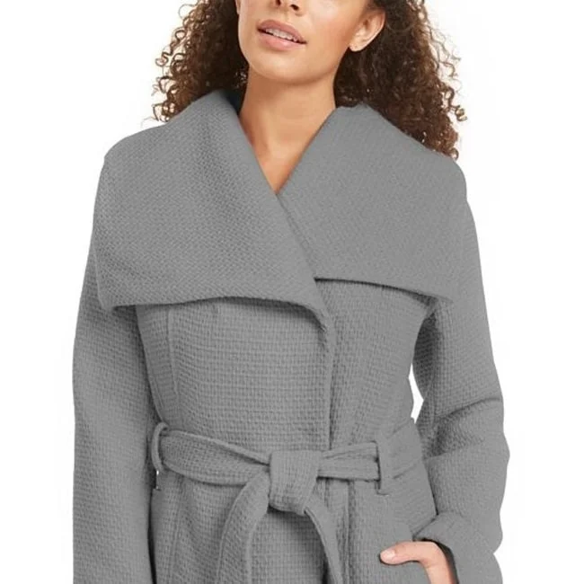 Minimal Comfort Madden Girl Junior's Asymmetrical Belted Wrap Coat Grey Size X-Small