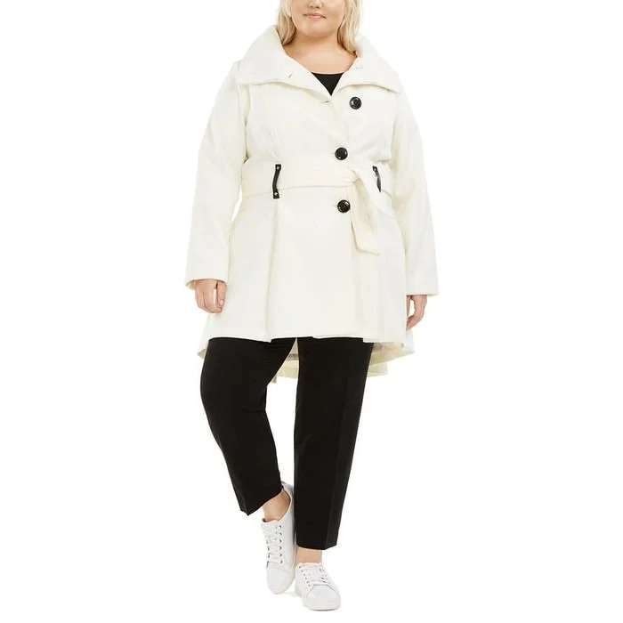 Exclusive Customization Madden Girl Junior's Plus Skirted Belted Coat White Size 2X