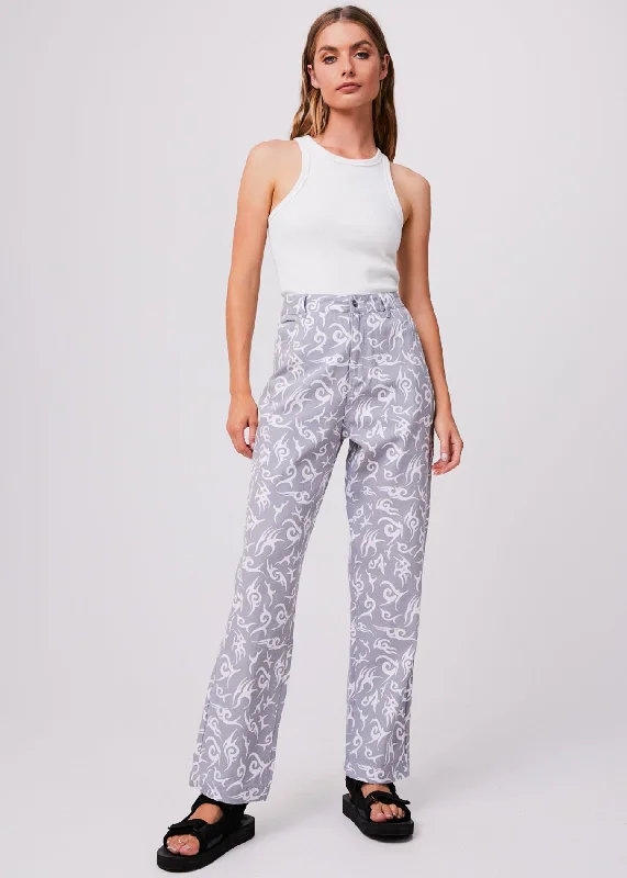 Luxury Temperament AFENDS Womens Tribal Shelby Long - Organic Wide Leg Pants - Silver