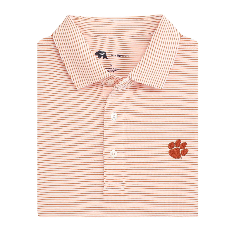 Fashionable And Versatile Birdie Stripe Clemson Paw Polo