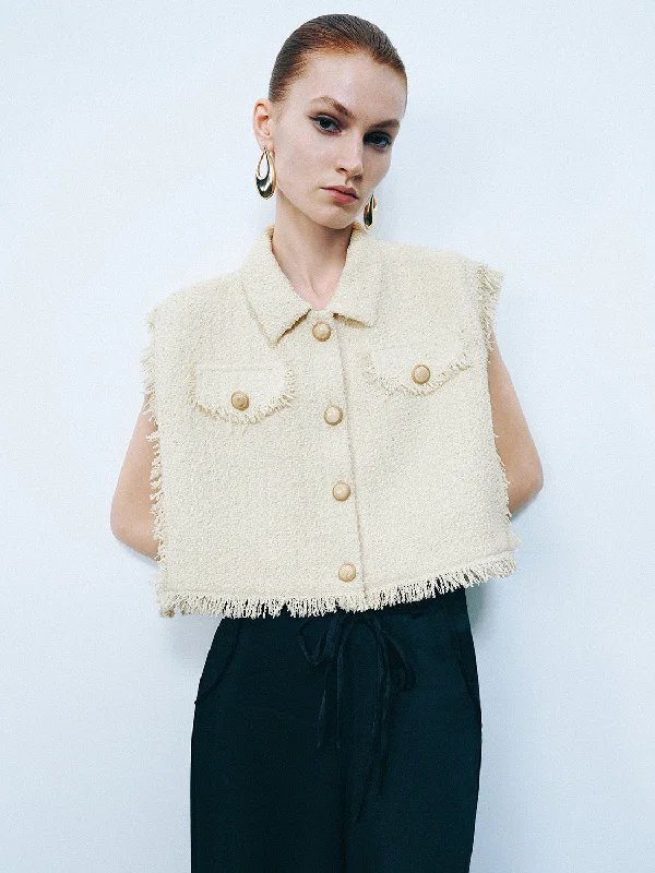 Urban Sense Raw Hem Tweed Vest