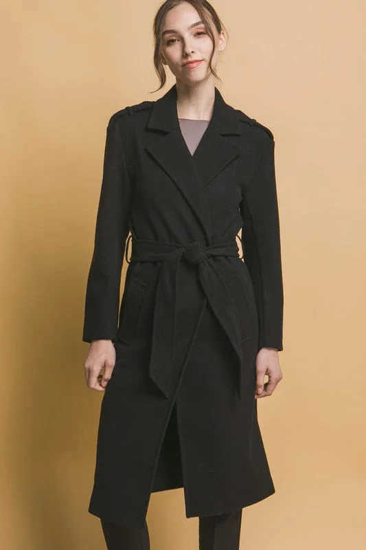 Fashionable Items Front Tie Trench Coat