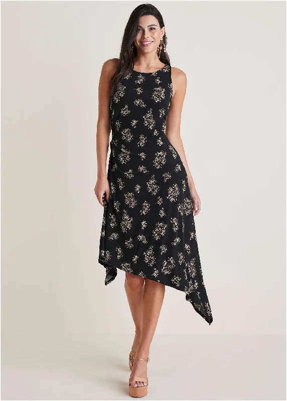 Everyday Comfort Tie Side Midi Dress - Tossed Wildflowers