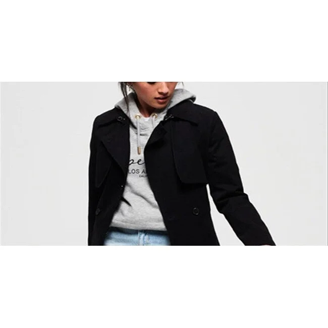 Classic Color Superdry Women's Sirena Trench Coat Black Size Xs