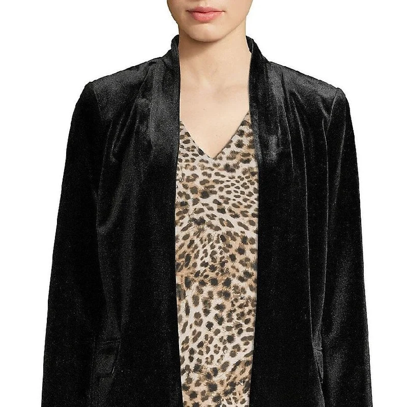 Comfortable Sweaters Calvin Klein Women's Long Sleeve Open Front Velvet Jacket Black Size 14
