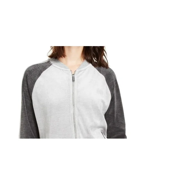 Fashion Expert Calvin Klein Women's Colorblocked Velour Zip Up Jacket Gray Size X-Large