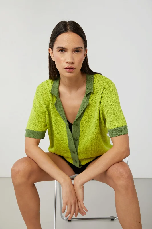 Unique Prints KNIT COLOUR BLOCK BUTTON UP