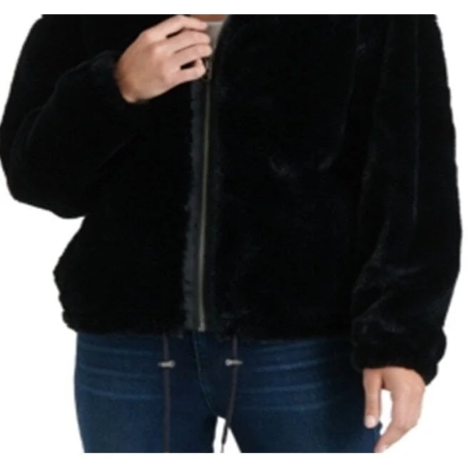 Preview New Products Lucky Brand Women's Faux Drawstring Hem Jacket Black Size Small