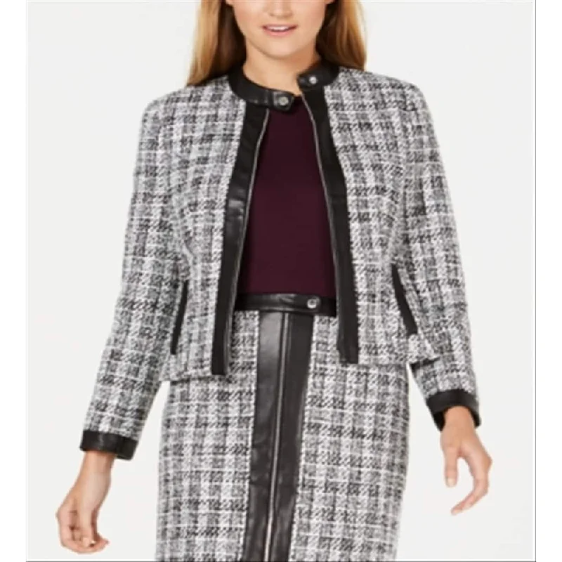 Comfortable Fashion Calvin Klein Women's Tweed Zip Up Jacket White/Black Size 2
